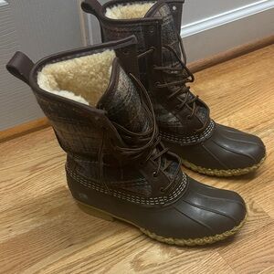 L.L. Bean Brown and Plaid Bean Boots